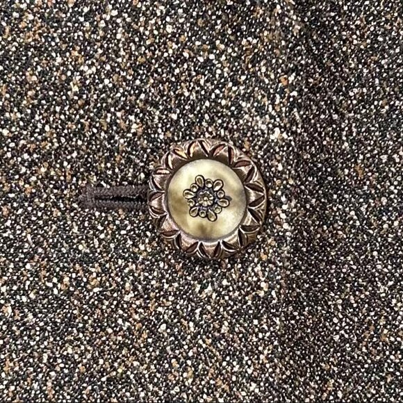 Newport News Vintage Brown Scalloped Rhinestone Button Blazer Size 8 - Picture 7 of 10